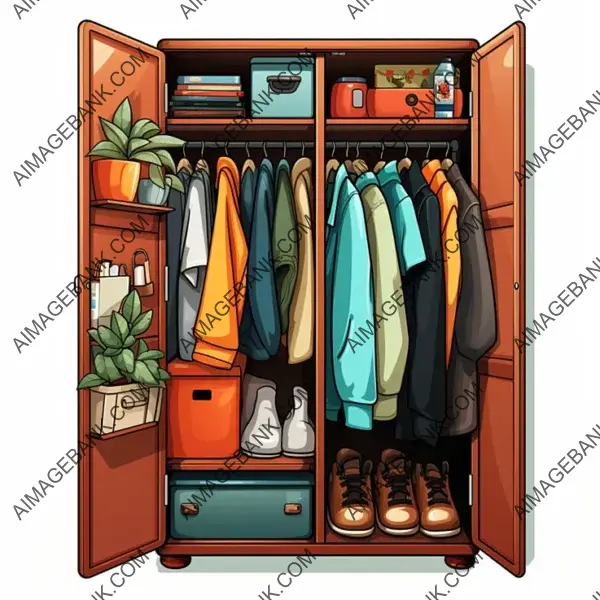 Stylish Wardrobe Clipart Sticker in SVG Format