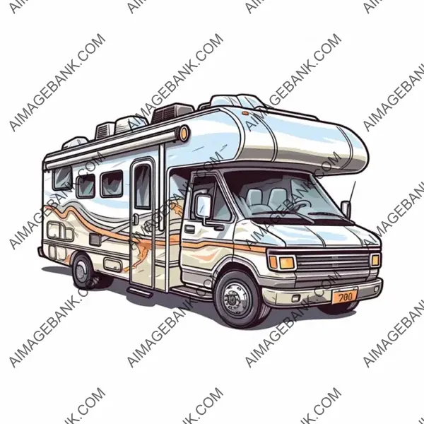 Chic Manga-Style Motorhome Sticker Vector