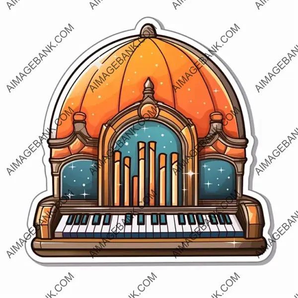 Sleek Organ Sticker with Manga-Style Design