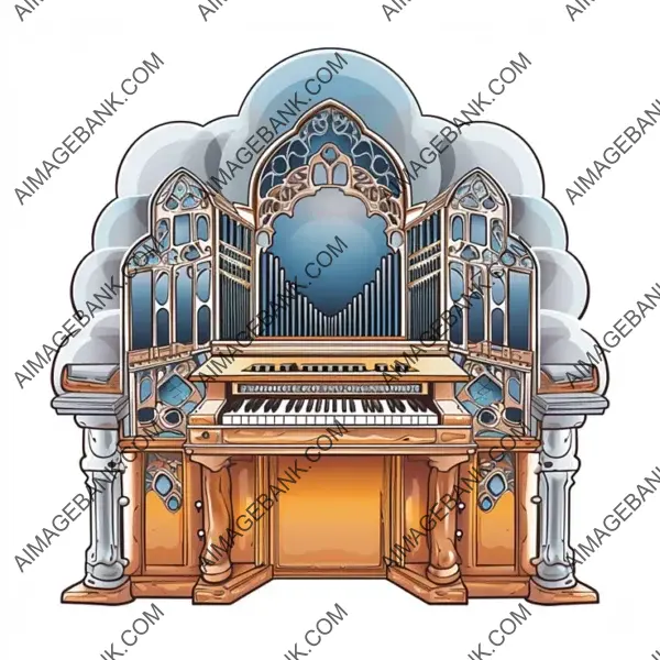 Modern Manga-Style Organ Sticker with Borderless Design