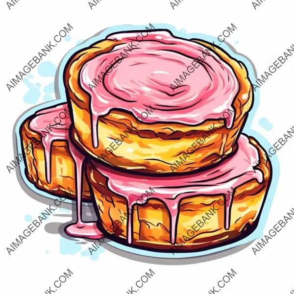 Elegant Pastel de Nata Sticker with Manga-Style Design