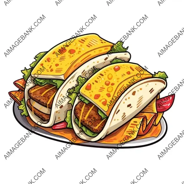 Pastor Taco Food in Manga-Style Borderless Sticker Design