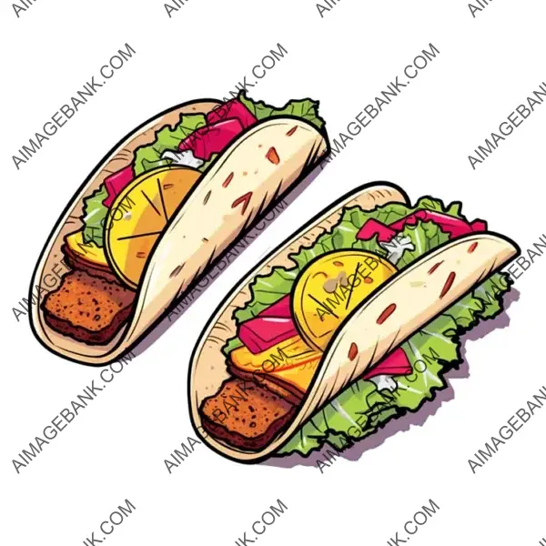 Chic Pastor Taco Food Sticker in Manga-Style Design