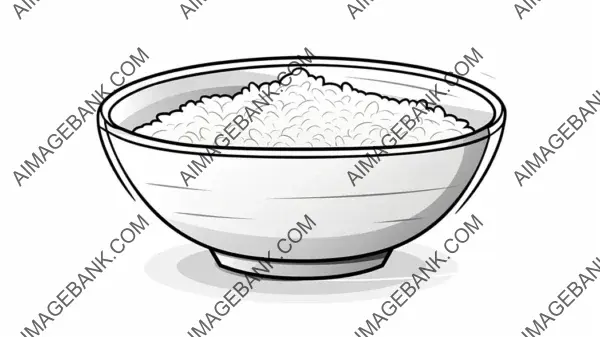 Modern Rice Bowl in Minimalist Style &#8211; Simple 2D Flat Illustration