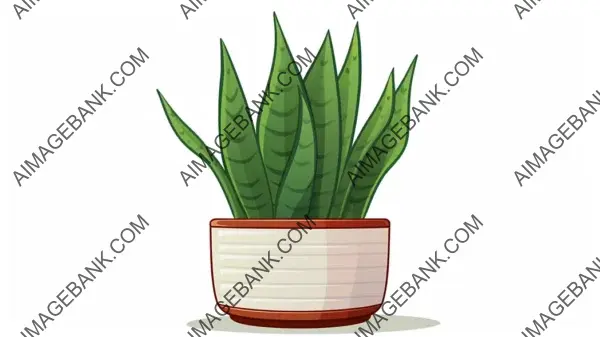 Sleek Sansevieria Plant in Minimalist Style &#8211; Simple 2D Flat Illustration