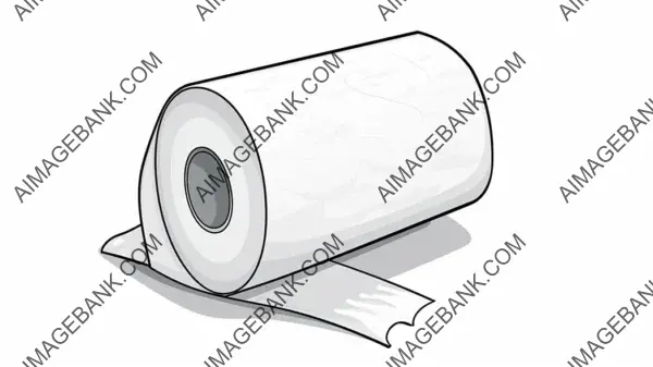 Sleek Minimalist Toilet Paper Illustration in Simple 2D Style