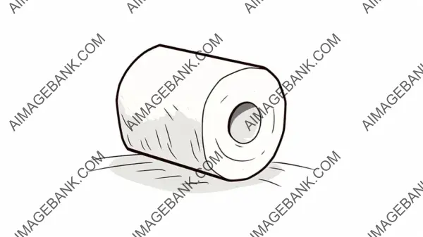 Chic Minimalist Toilet Paper Illustration in Simple 2D Flat Style