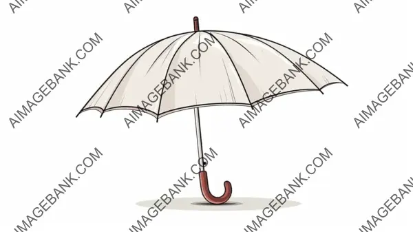 Sleek Simple Line Illustration of an Umbrella on a White Background