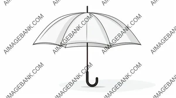 Chic Simple Line Illustration of an Umbrella on a White Background