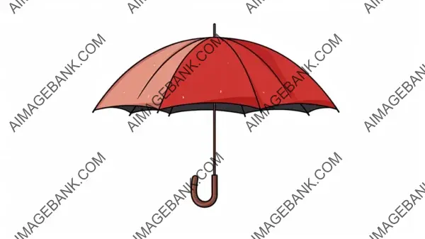 Modern Simple Line Illustration of an Umbrella on a White Background