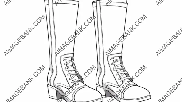 High Boots Simple Line Illustration on White Background