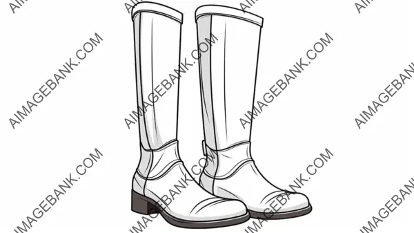 Sleek High Boots Simple Line Illustration on White Background