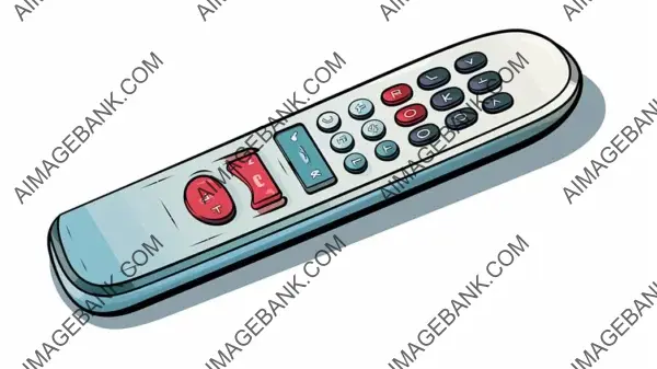 Sleek TV Remote Control Simple Line Illustration on White Background