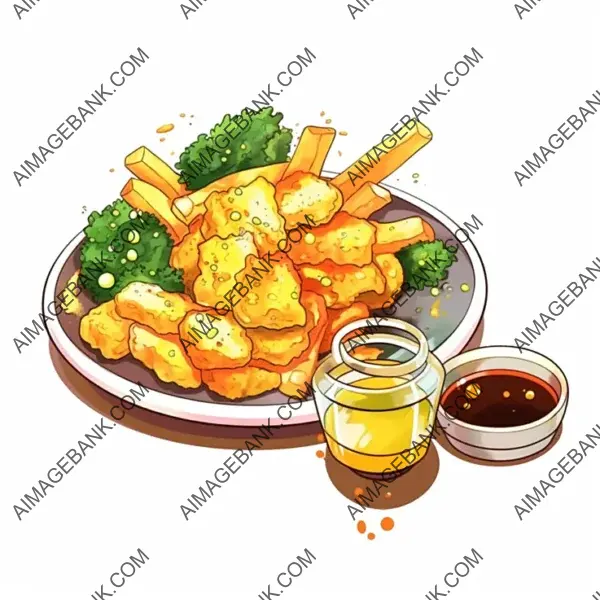 Chic Tempura Sauce Sticker in Manga-Style Design