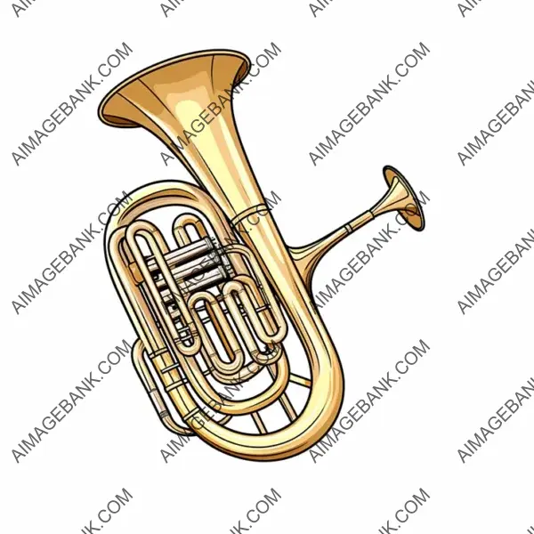 Chic Tuba Sticker in Manga-Style Design on White Background