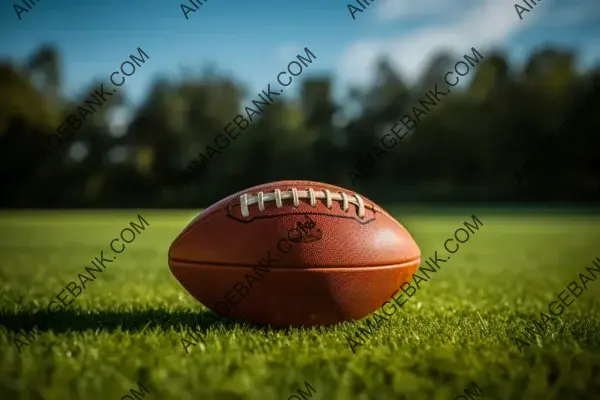 A brown leather American football with green accents.