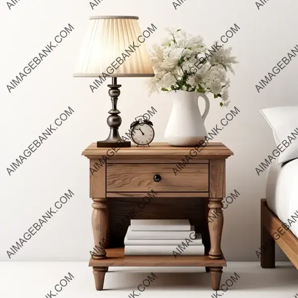 An ultra-realistic bedside table isolated on a white background.