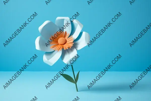 Explore the 3D rendering of beautiful blue paper flowers on a blue background.