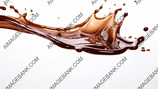 Explore the dynamic beauty of brown chocolate splashing in a liquid.