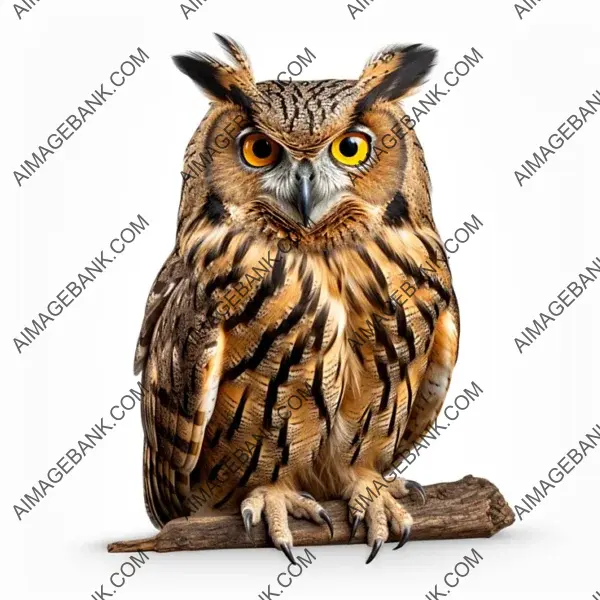 Wise Owl with White Isolation