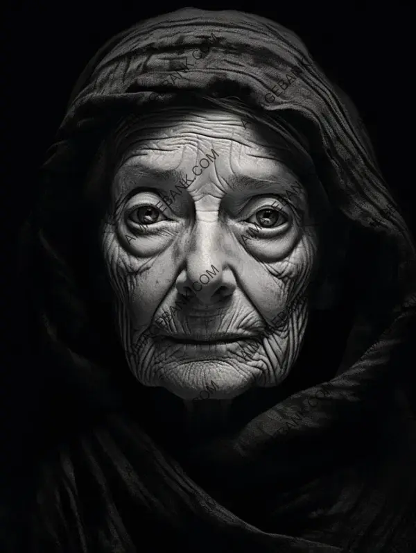 Fine Art Depiction of a Wise Old Face in Monochrome