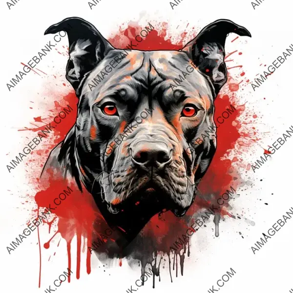 Stencil Drawing Featuring a Mean and Alert-Looking Pitbull