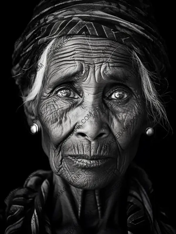 Black and White Portrait of a Thoughtful Senior