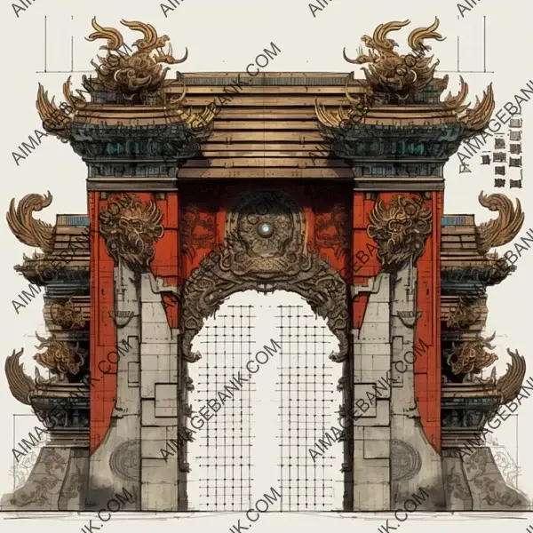 Unique Artistic Vision of a Majestic Fortress Gate.