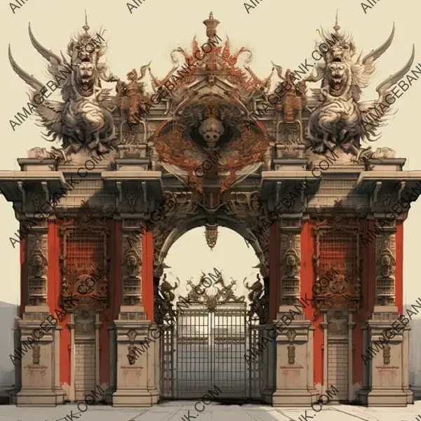 Majestic Fortress Gate Art Design.