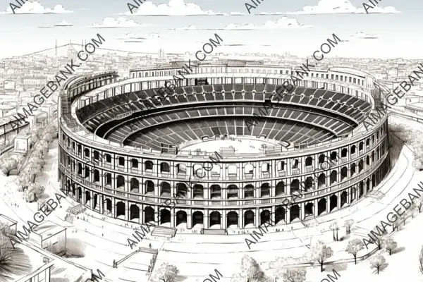 Historical masterpiece: Vectorial ink sketch capturing the Colosseum&#8217;s grandeur.