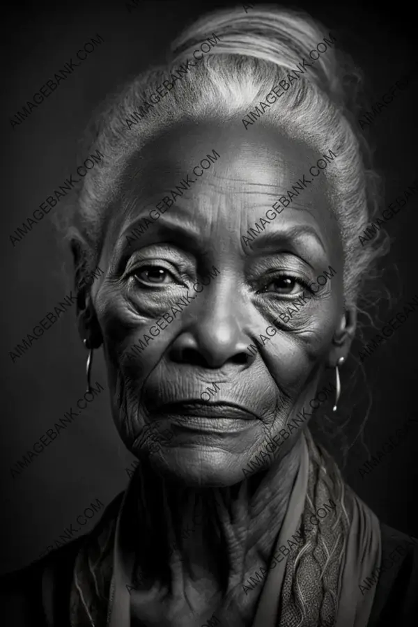 Photographic portrait of an aged black supermodel