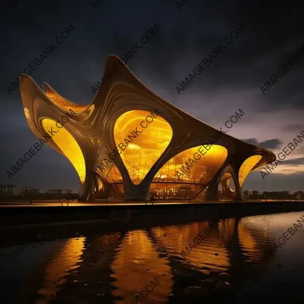 Dark Yellow Biomorphic Building