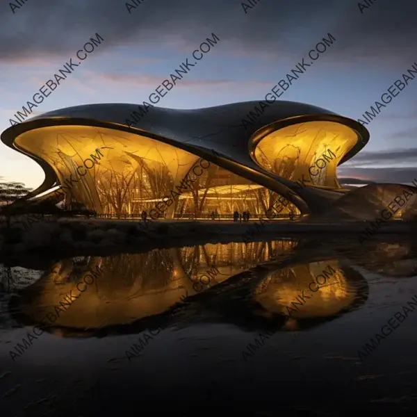 Manta Ray Shaped Dark Yellow Building