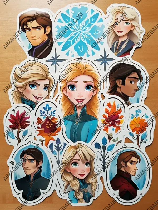 Multiple Characters on a Sticker Sheet.