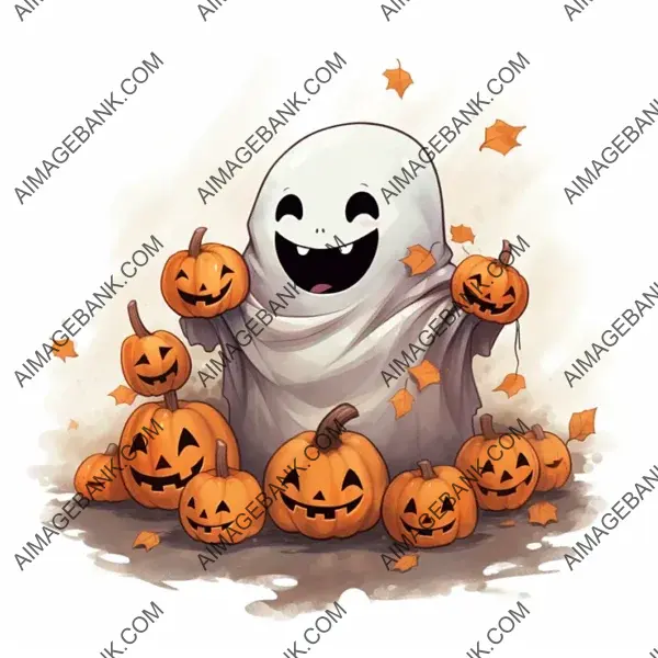 Spooky Halloween Ghosts Gather