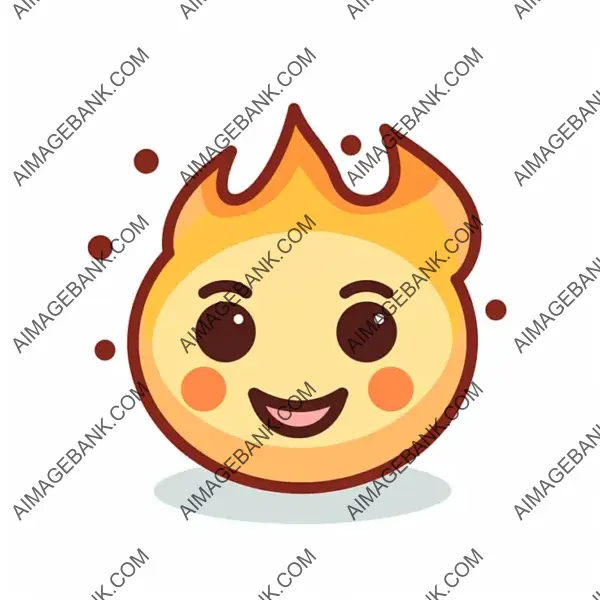 Fire Elemental Icon in Cartoon Style