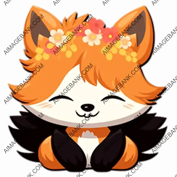 Casual Outlined Fox: Asian Cartoon Fun