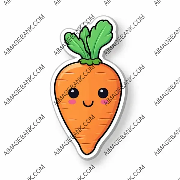 Outlined White Carrot Sticker Illustration