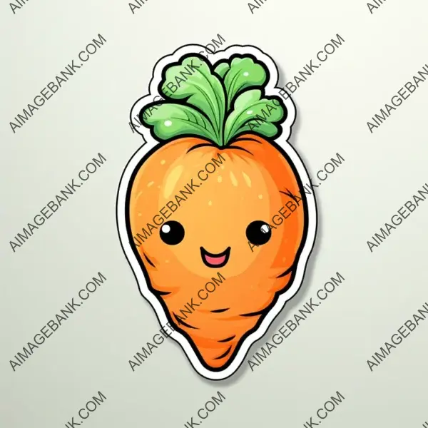 Outlined White Carrot Fun: Sticker Illustration