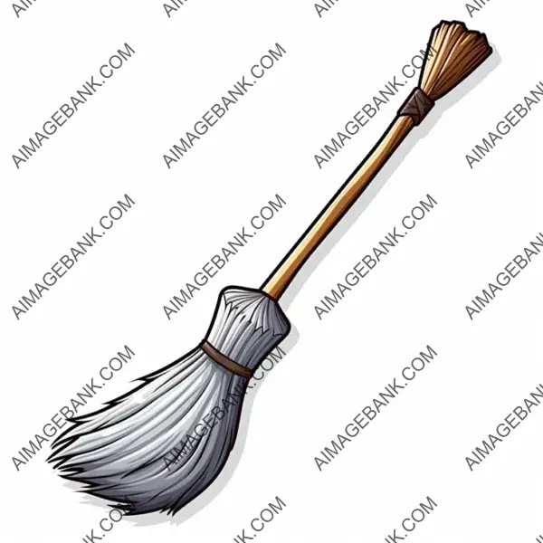 Old Broom Cartoon: No People Sticker