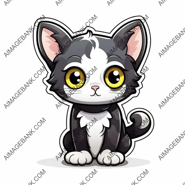 Kawaii Kitty in Black and White: Sticker Fun