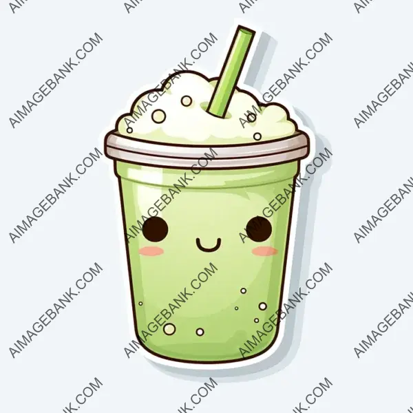 Illustration Style: Matcha Latte Sticker