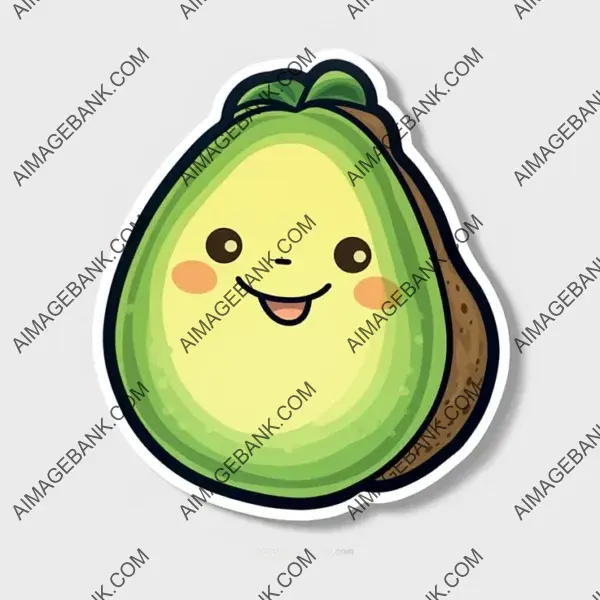 Tasty Avocado Illustration in Outlined Style: Sticker Joy