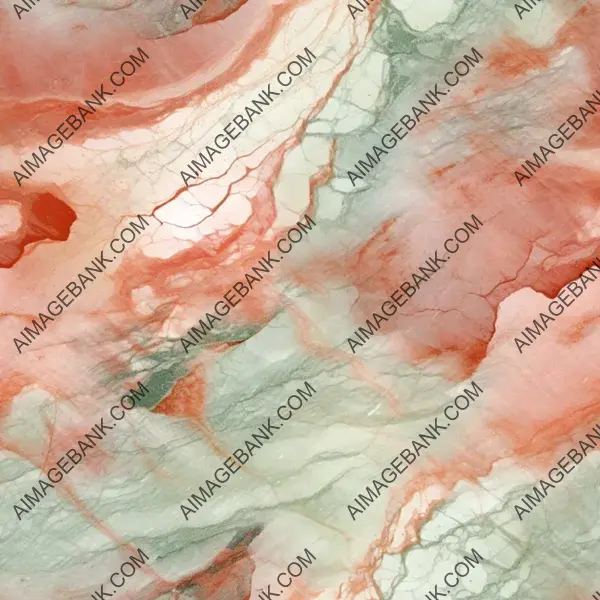 Captivating marble texture in shades of deep coral and mint