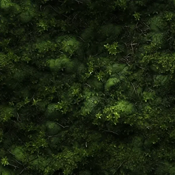 Timeless moss texture with scattered twigs and leaves, invoking a sense of natural serenity