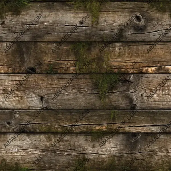 Rich and rustic rough wood planks texture with moss, photo-realistic and inviting