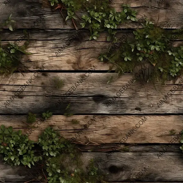 Versatile and textured rough wood planks texture with moss, scattered leaves and twigs