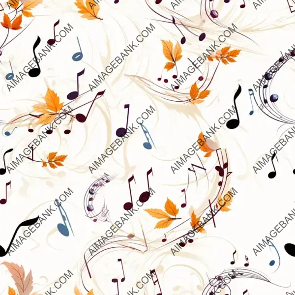 Swirly Autumn Musical Notes on White Background