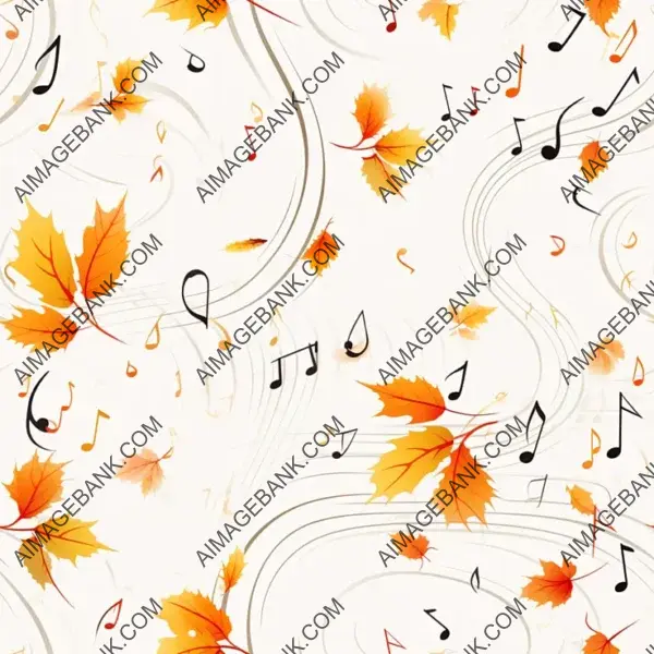 Whimsical Autumn Musical Notes on White Background