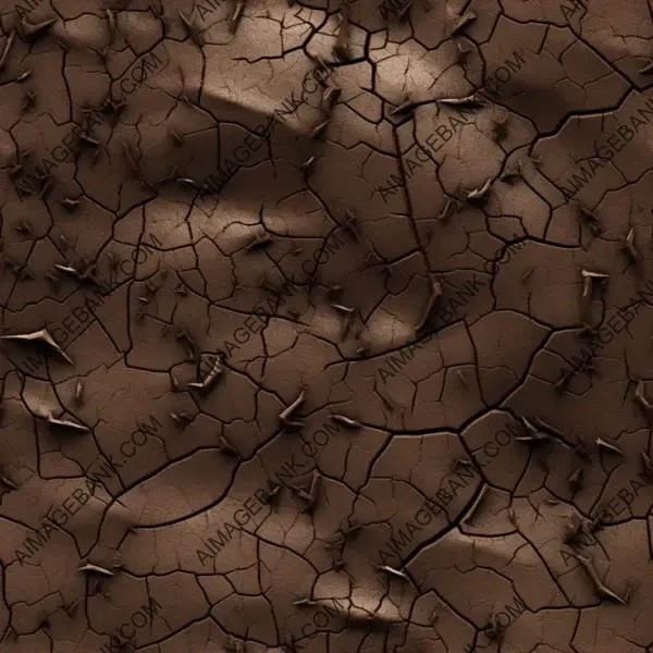 Dark Brown Elegance: Stylized Cracked Mud